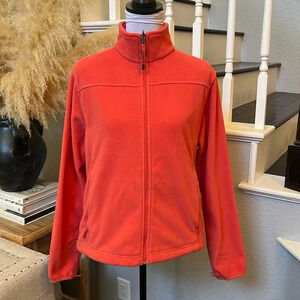 L.L. Bean Full Zip Outdoors Burnt Orange Fleece Polartec Jacket Size Medium